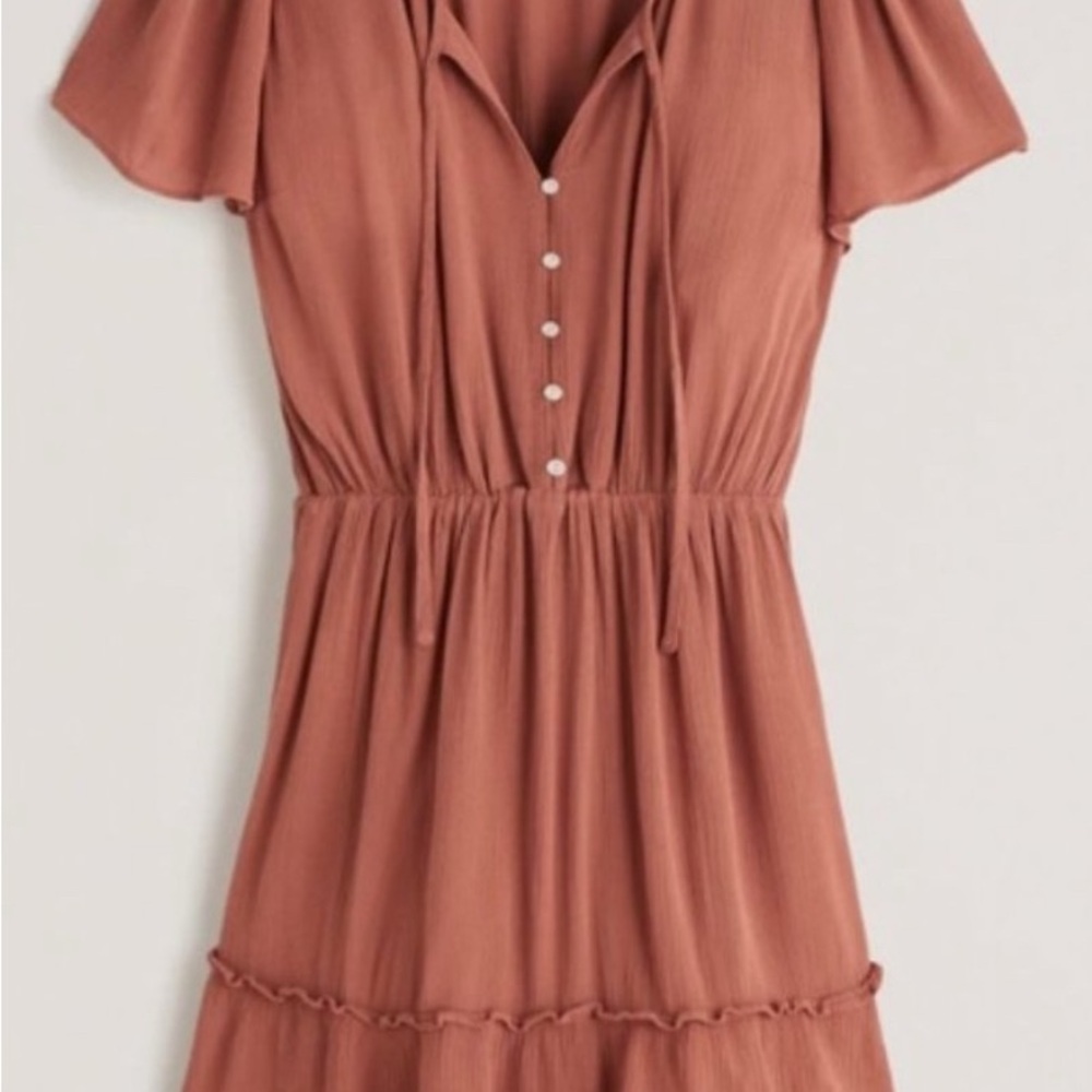 Abercrombie & Fitch Tiered Ruffle Mini Dress Terracotta Rust Orange Size Small